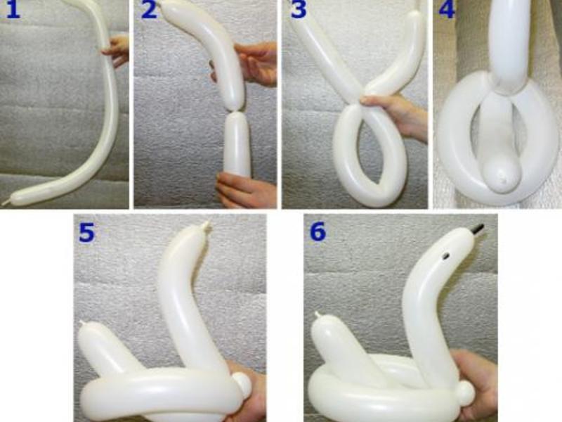 Лебедь фигурка из шариков колбасок инструкция фото