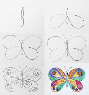 Рисуем бабочек поэтапно