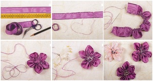 Инструкция в картинках - делаем цветы из ленты