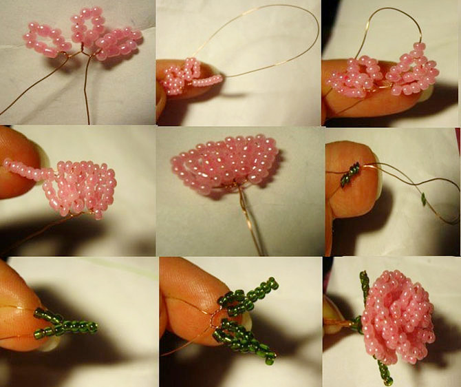Плетение цветка из бисера