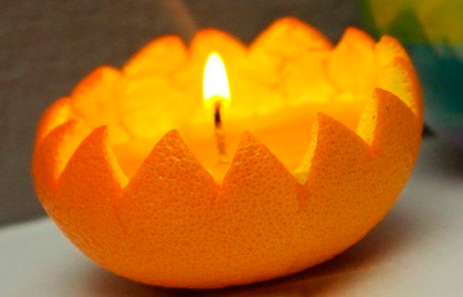 Свеча из мандарина