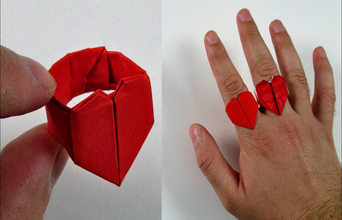 Кольцо из бумаги в форме сердца