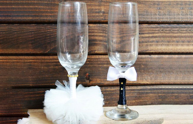 14 способов оформления свадебных бокалов своими руками: материалы, мастер-классы